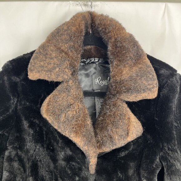 Regal Faux Fur Black and Brown Fuzzy Short Jacket Womens Size XS - Picture 3 of 13